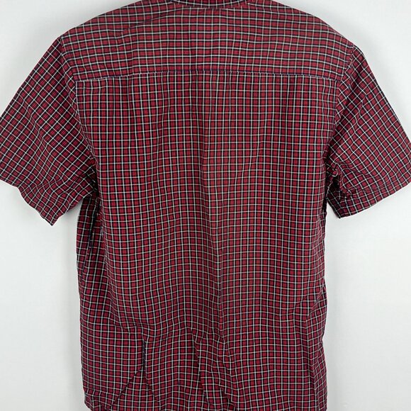 DC Casual Button Down Shirt Size L Red Plaid Short Sleeve Pocket Cotton - Picture 6 of 9